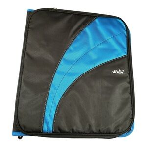 ViVin Blue Zipper Binder 2” Ring w/ Strap & Handle – 450 Sheet Capacity